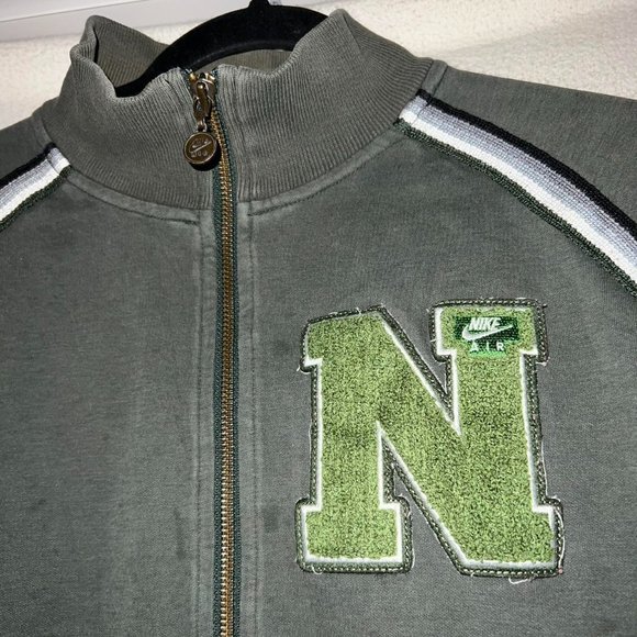 Y2K Nike Track Jacket Full Zip Silver Tag Distressed Letterman Patch Size Large - Picture 4 of 7